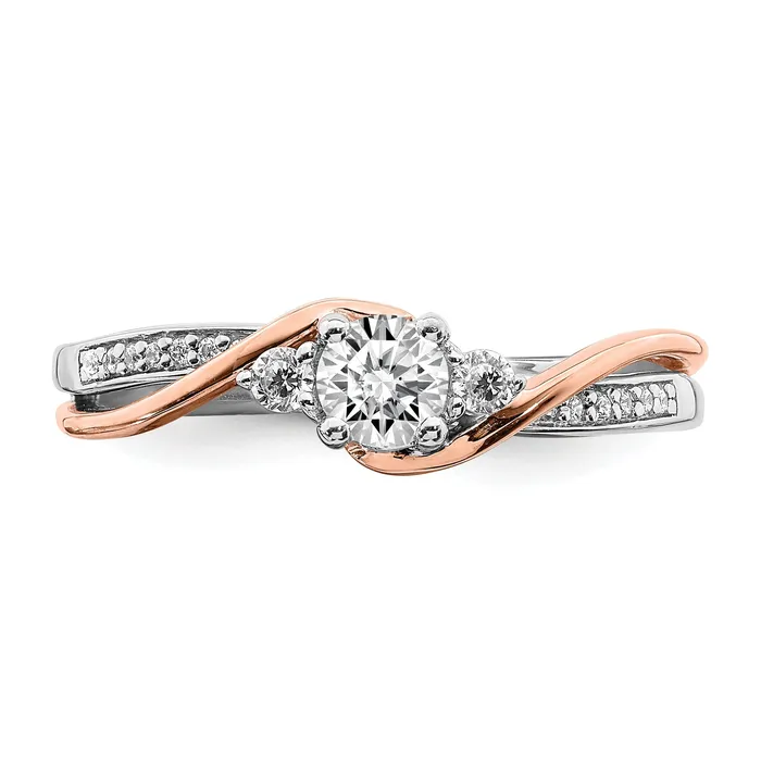 Rings Goldia 025ct CZ Solid Real 14k White u0026 Rose Gold Engagement Ring