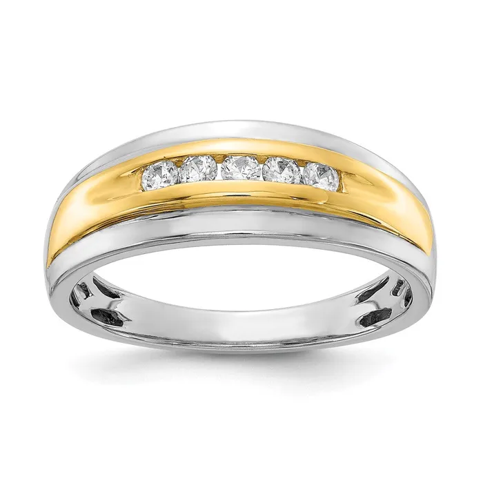Rings Goldia 025ct CZ Solid Real 14k White Yellow Gold Mens Ring