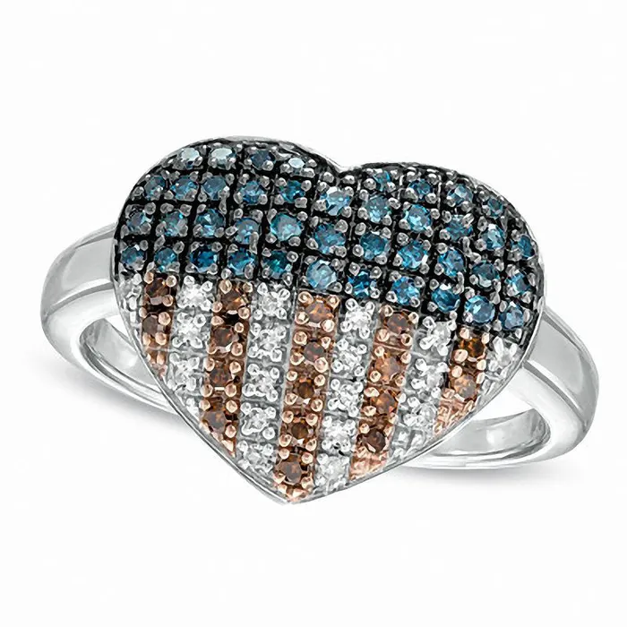Rings Goldia 033 CT TW Enhanced Red White and Blue Natural Diamond American Flag Heart Ring in Sterling Silver Rings Goldia 033 CT TW Enhanced Red White and Blue Natural Diamond American Flag Heart Ring in Sterling Silver