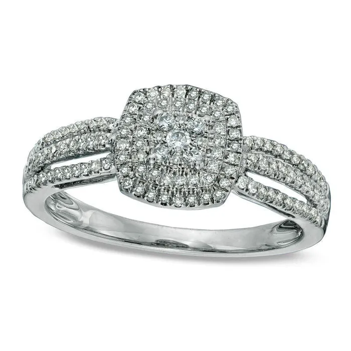 Rings Goldia 033 CT TW Natural Diamond Double Frame Split Shank Engagement Ring in Solid 10K White Gold Rings Goldia 033 CT TW Natural Diamond Double Frame Split Shank Engagement Ring in Solid 10K White Gold