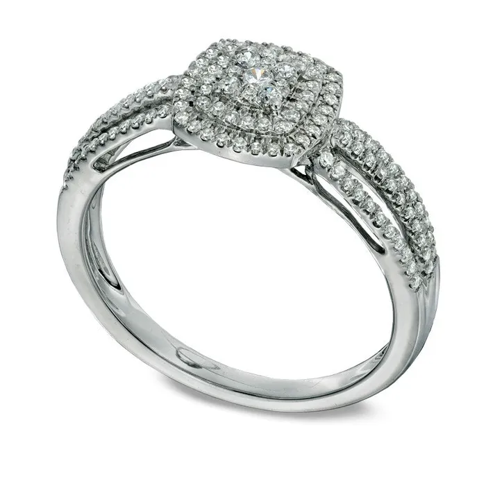 Rings Goldia 033 CT TW Natural Diamond Double Frame Split Shank Engagement Ring in Solid 10K White Gold Rings Goldia 033 CT TW Natural Diamond Double Frame Split Shank Engagement Ring in Solid 10K White Gold