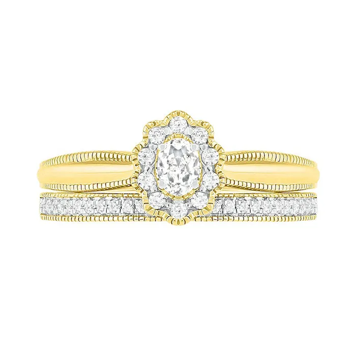 Rings Goldia 033 CT TW Oval Natural Diamond Scallop Frame Antique VintageStyle Bridal Engagement Ring Set in Solid 10K Yellow Gold Rings Goldia 033 CT TW Oval Natural Diamond Scallop Frame Antique VintageStyle Bridal Engagement Ring Set in Solid 10K Yellow Gold