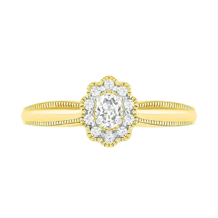 Rings Goldia 033 CT TW Oval Natural Diamond Scallop Frame Antique VintageStyle Bridal Engagement Ring Set in Solid 10K Yellow Gold Rings Goldia 033 CT TW Oval Natural Diamond Scallop Frame Antique VintageStyle Bridal Engagement Ring Set in Solid 10K Yellow Gold