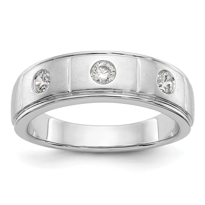 Rings Goldia 035ct CZ Solid Real 14K White Gold Mens Wedding Band Ring Rings Goldia 035ct CZ Solid Real 14K White Gold Mens Wedding Band Ring
