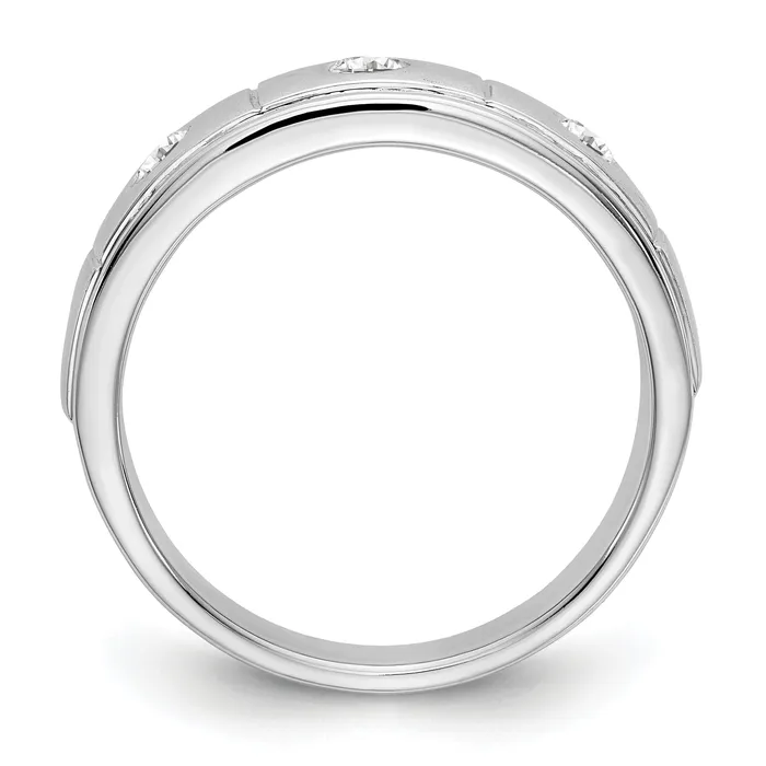 Rings Goldia 035ct CZ Solid Real 14K White Gold Mens Wedding Band Ring