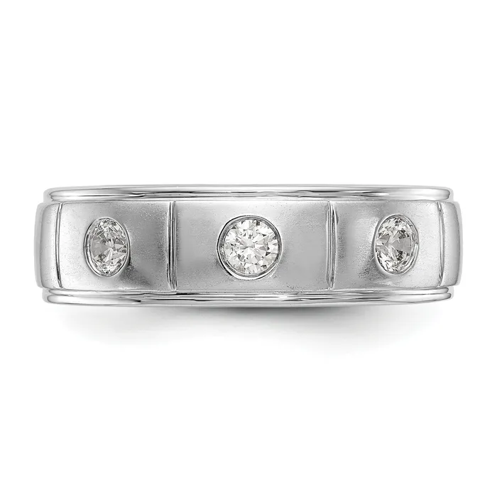 Rings Goldia 035ct CZ Solid Real 14K White Gold Mens Wedding Band Ring