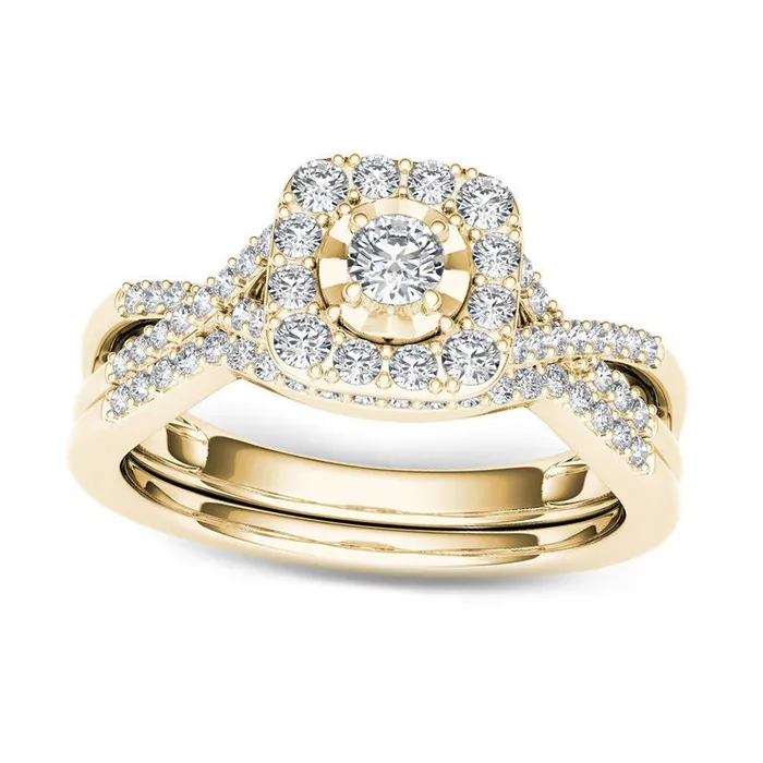 Rings Goldia 038 CT TW Natural Diamond Cushion Frame Twist Bridal Engagement Ring Set in Solid 14K Gold Rings Goldia 038 CT TW Natural Diamond Cushion Frame Twist Bridal Engagement Ring Set in Solid 14K Gold