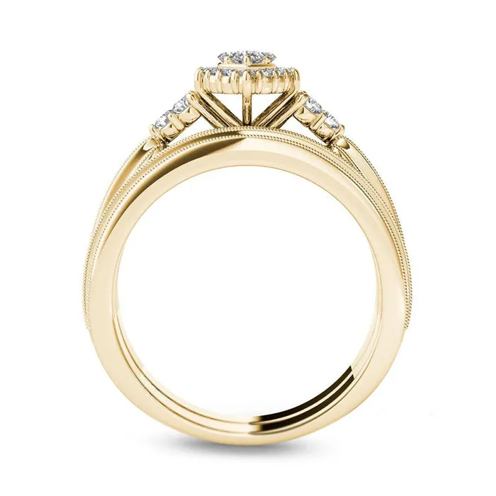Rings Goldia 038 CT TW Natural Diamond Cushion Frame Twist Bridal Engagement Ring Set in Solid 14K Gold Rings Goldia 038 CT TW Natural Diamond Cushion Frame Twist Bridal Engagement Ring Set in Solid 14K Gold