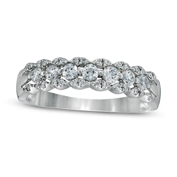 Rings Goldia 050 CT TW Natural Diamond Marquise Edge Ring in Solid 10K White Gold Rings Goldia 050 CT TW Natural Diamond Marquise Edge Ring in Solid 10K White Gold