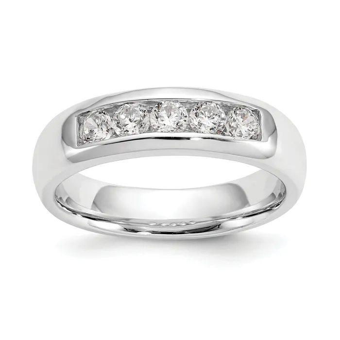 Rings Goldia 050ct CZ Solid Real 14K White Gold 5Stone Channel Wedding Band Ring Rings Goldia 050ct CZ Solid Real 14K White Gold 5Stone Channel Wedding Band Ring