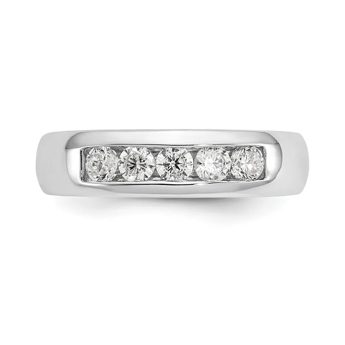 Rings Goldia 050ct CZ Solid Real 14K White Gold 5Stone Channel Wedding Band Ring