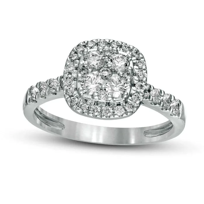 Rings Goldia 075 CT TW Composite Natural Diamond Cushion Frame Engagement Ring in Solid 10K White Gold Rings Goldia 075 CT TW Composite Natural Diamond Cushion Frame Engagement Ring in Solid 10K White Gold