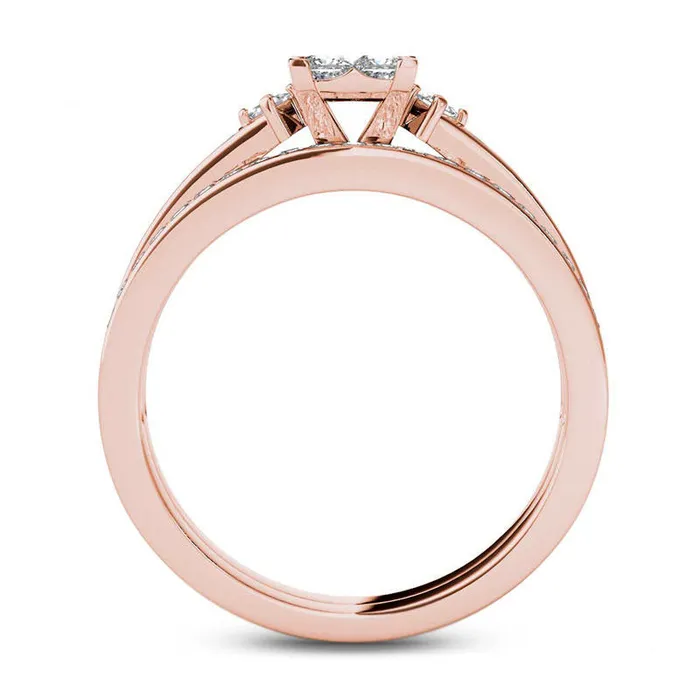 Rings Goldia 075 CT TW Quad PrincessCut Natural Diamond Bridal Engagement Ring Set in Solid 14K Rose Gold Rings Goldia 075 CT TW Quad PrincessCut Natural Diamond Bridal Engagement Ring Set in Solid 14K Rose Gold