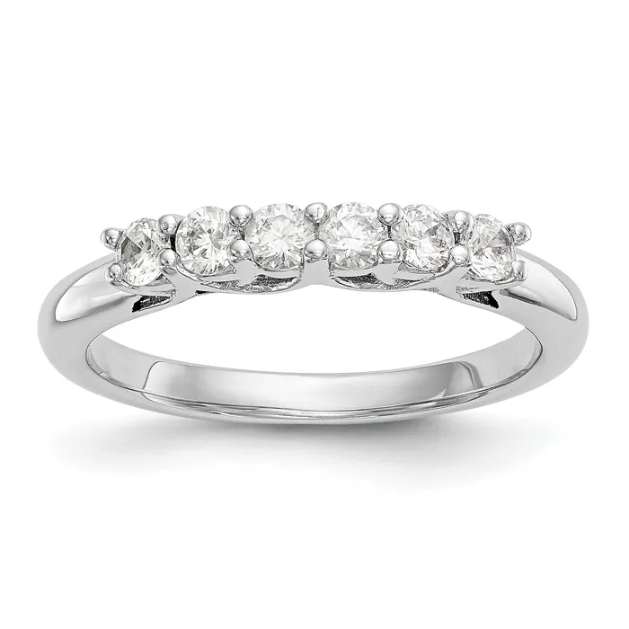 Rings Goldia 075ct CZ Solid Real 14K White Gold 6Stone Wedding Band Ring