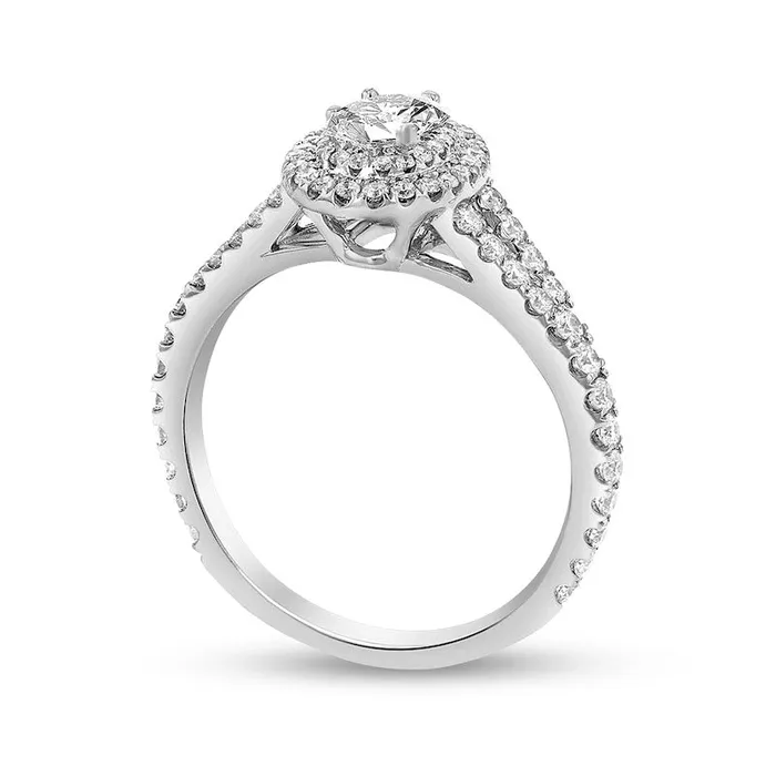 Rings Goldia 088 CT TW Oval Natural Diamond Double Frame Split Shank Engagement Ring in Solid 18K White Gold GSI2 Rings Goldia 088 CT TW Oval Natural Diamond Double Frame Split Shank Engagement Ring in Solid 18K White Gold GSI2