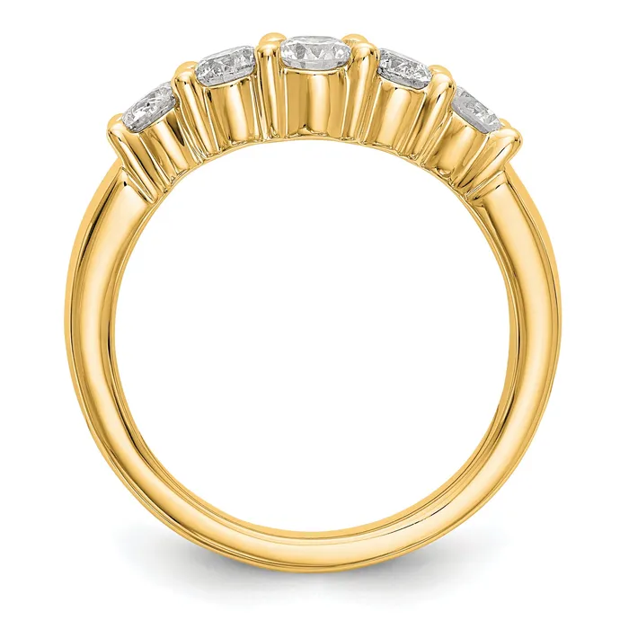 Rings Goldia 090ct CZ Solid Real 14K Yellow Gold 5Stone Wedding Band Ring