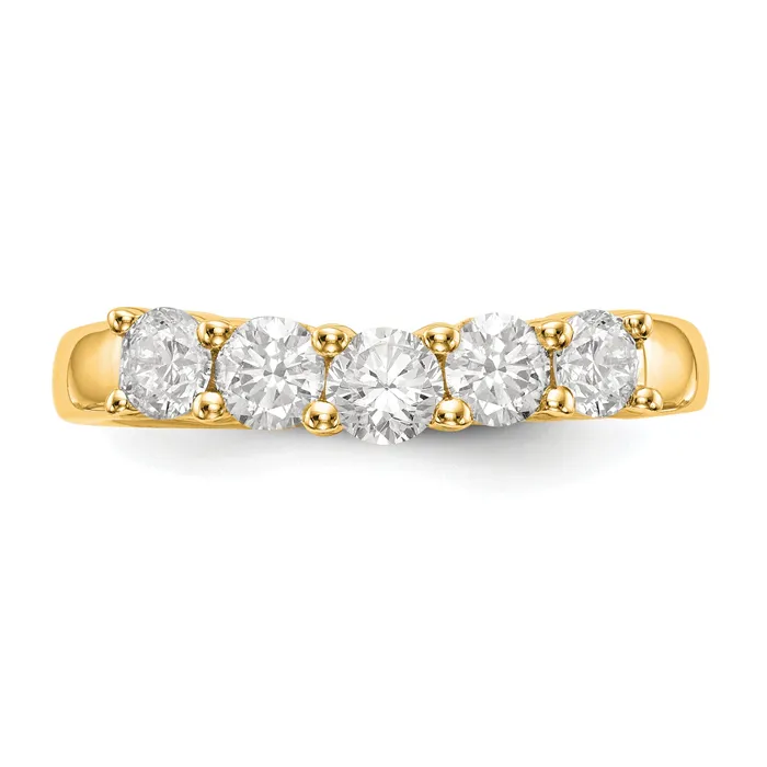 Rings Goldia 090ct CZ Solid Real 14K Yellow Gold 5Stone Wedding Band Ring