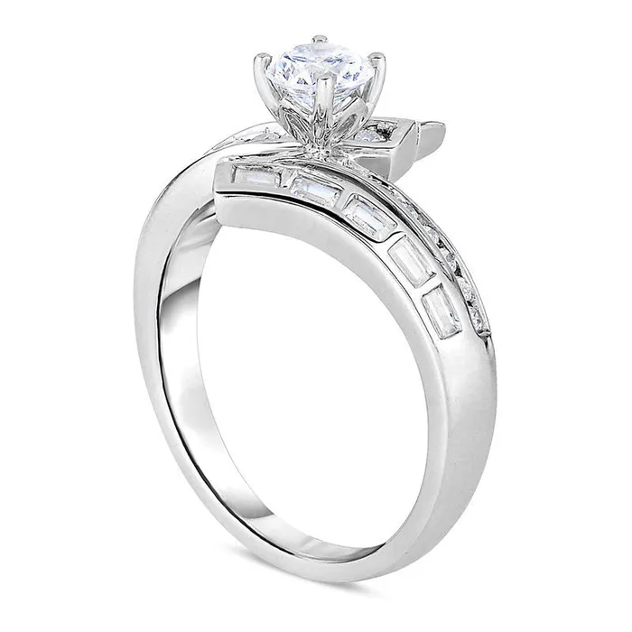 Rings Goldia 10 CT TW Natural Diamond Bypass Two Row Engagement Ring in Solid 14K White Gold Rings Goldia 10 CT TW Natural Diamond Bypass Two Row Engagement Ring in Solid 14K White Gold