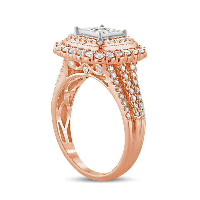 Rings Goldia 10 CT TW PrincessCut Quad Natural Diamond Double Square Frame Antique VintageStyle Engagement Ring in Solid 10K Rose Gold Rings Goldia 10 CT TW PrincessCut Quad Natural Diamond Double Square Frame Antique VintageStyle Engagement Ring in Solid 10K Rose Gold
