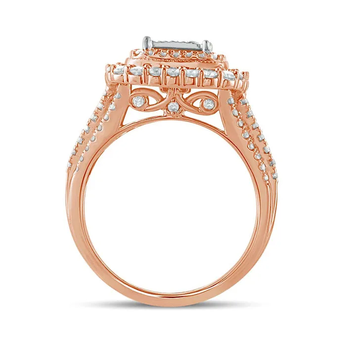 Rings Goldia 10 CT TW PrincessCut Quad Natural Diamond Double Square Frame Antique VintageStyle Engagement Ring in Solid 10K Rose Gold Rings Goldia 10 CT TW PrincessCut Quad Natural Diamond Double Square Frame Antique VintageStyle Engagement Ring in Solid 10K Rose Gold