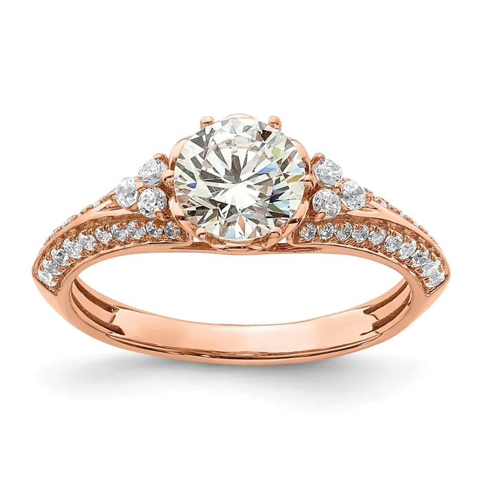 Rings Goldia 100ct CZ Solid Real 14k Rose Polish 1ct Round Engage Dia Ring Rings Goldia 100ct CZ Solid Real 14k Rose Polish 1ct Round Engage Dia Ring