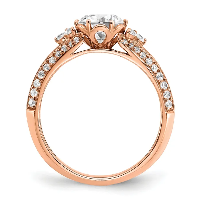 Rings Goldia 100ct CZ Solid Real 14k Rose Polish 1ct Round Engage Dia Ring