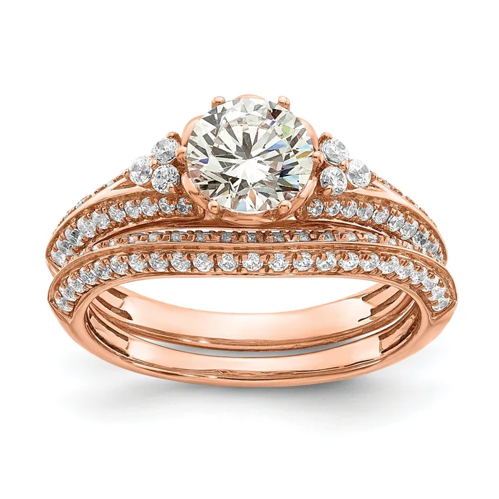 Rings Goldia 100ct CZ Solid Real 14k Rose Polish 1ct Round Engage Dia Ring