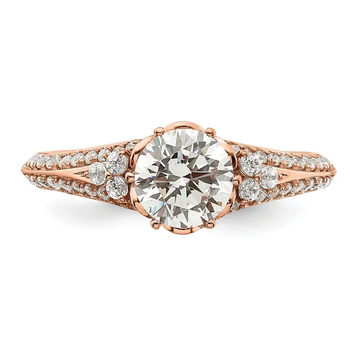Rings Goldia 100ct CZ Solid Real 14k Rose Polish 1ct Round Engage Dia Ring
