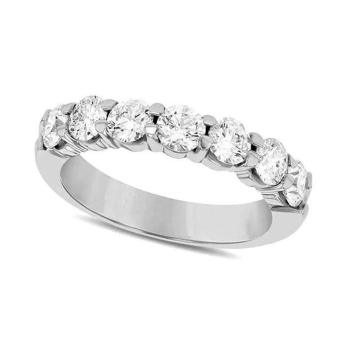 Rings Goldia 15 CT TW Natural Diamond Seven Stone Anniversary Band in Solid 14K White Gold Rings Goldia 15 CT TW Natural Diamond Seven Stone Anniversary Band in Solid 14K White Gold