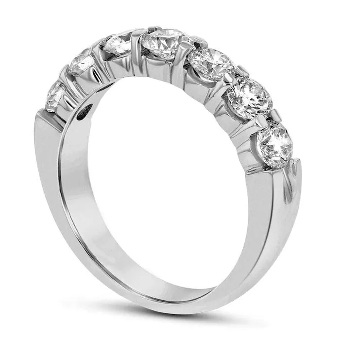 Rings Goldia 15 CT TW Natural Diamond Seven Stone Anniversary Band in Solid 14K White Gold Rings Goldia 15 CT TW Natural Diamond Seven Stone Anniversary Band in Solid 14K White Gold