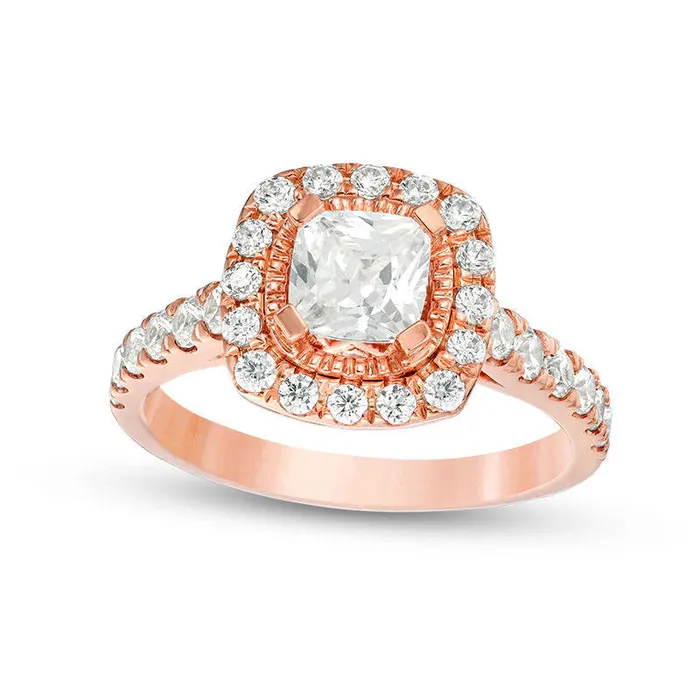 Rings Goldia 175 CT TW CushionCut Natural Diamond Frame Engagement Ring in Solid 14K Rose Gold Rings Goldia 175 CT TW CushionCut Natural Diamond Frame Engagement Ring in Solid 14K Rose Gold