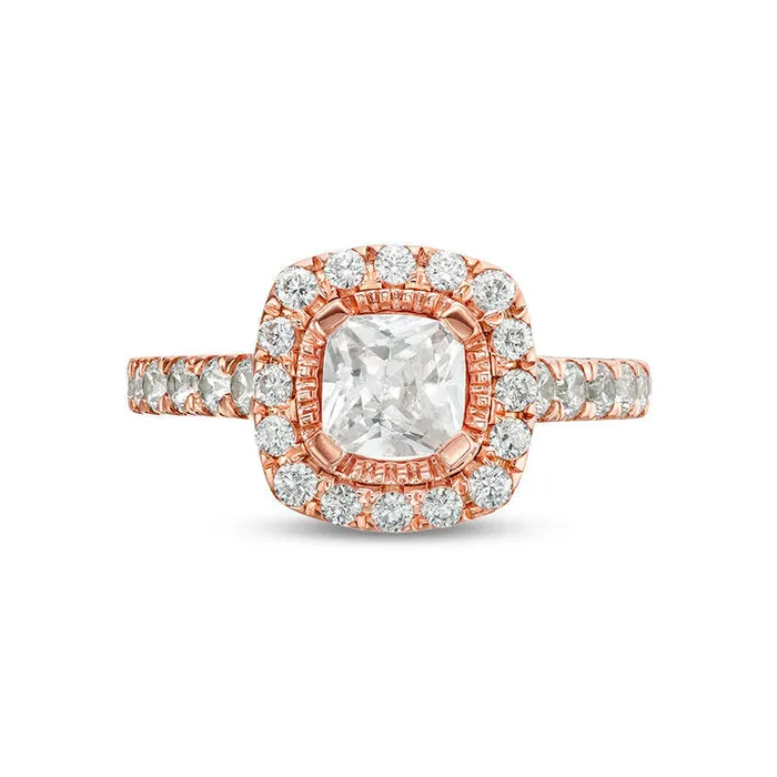 Rings Goldia 175 CT TW CushionCut Natural Diamond Frame Engagement Ring in Solid 14K Rose Gold Rings Goldia 175 CT TW CushionCut Natural Diamond Frame Engagement Ring in Solid 14K Rose Gold