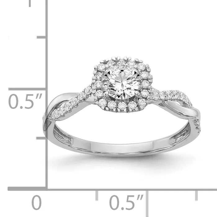 Rings Goldia 10k White Gold 58 Ct Lab Grown Diamond VSSI G Round Halo Engagement Ring