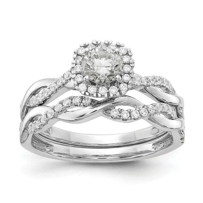 Rings Goldia 10k White Gold 58 Ct Lab Grown Diamond VSSI G Round Halo Engagement Ring