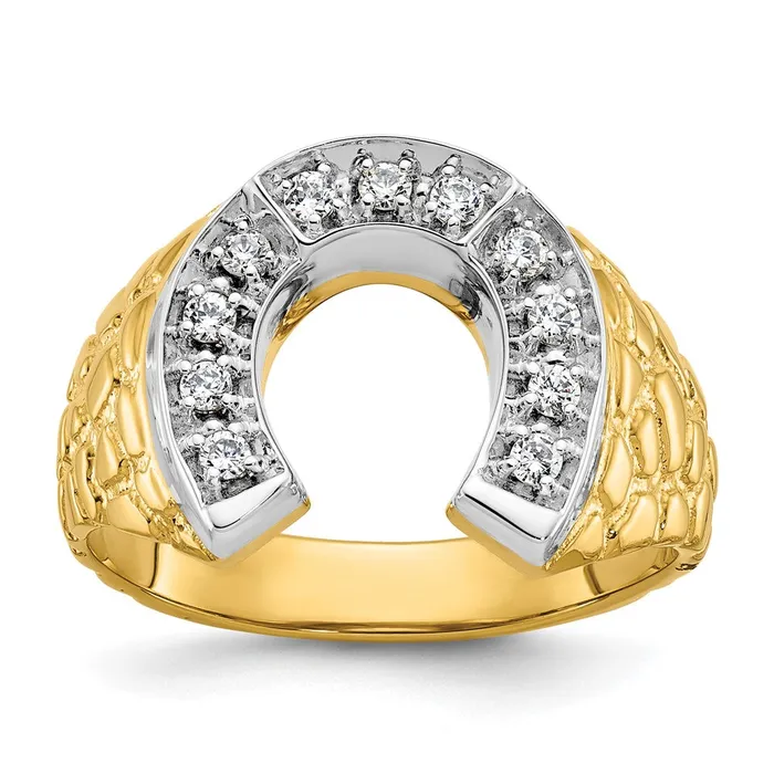 Rings Goldia 14k Twotone Gold Mens Horseshoe 15 carat Diamond Complete Ring Rings Goldia 14k Twotone Gold Mens Horseshoe 15 carat Diamond Complete Ring