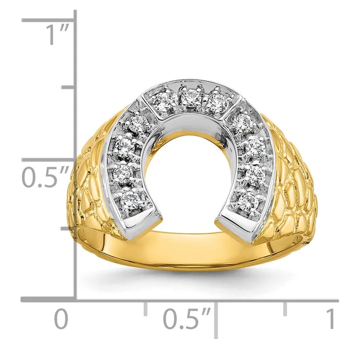 Rings Goldia 14k Twotone Gold Mens Horseshoe 15 carat Diamond Complete Ring