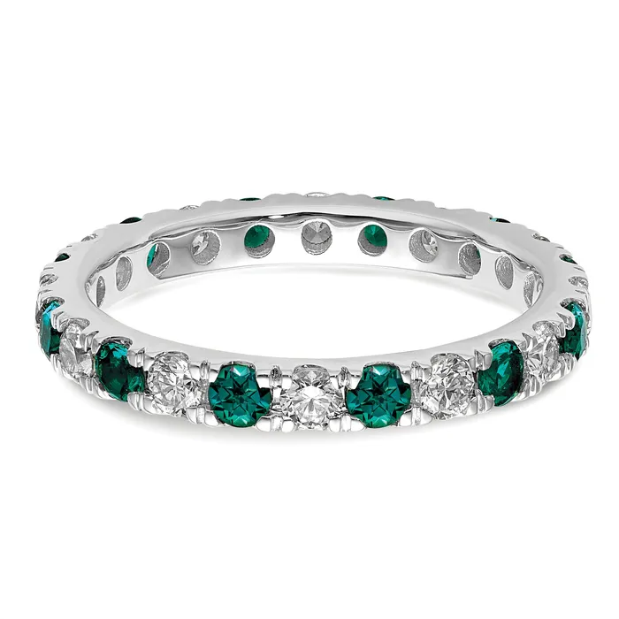 Rings Goldia 14k White Gold 34 Ct Lab Grown Diamond VSSI G and Lab Created Alexandrite Eternity Band Ring