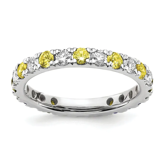 Rings Goldia 14k White Gold 34 Ct Lab Grown Diamond VSSI G and Lab Created Yellow Sapphire Eternity Band Ring Rings Goldia 14k White Gold 34 Ct Lab Grown Diamond VSSI G and Lab Created Yellow Sapphire Eternity Band Ring
