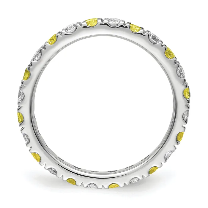 Rings Goldia 14k White Gold 34 Ct Lab Grown Diamond VSSI G and Lab Created Yellow Sapphire Eternity Band Ring