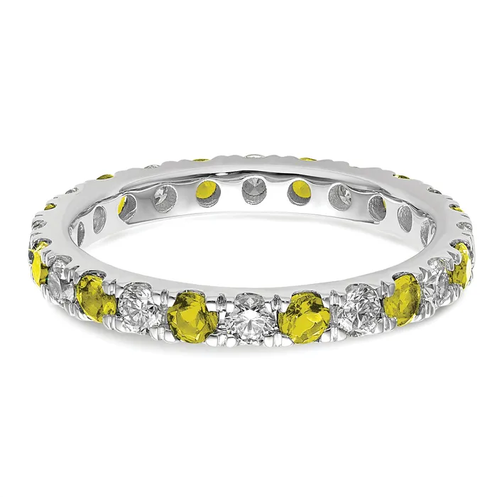 Rings Goldia 14k White Gold 34 Ct Lab Grown Diamond VSSI G and Lab Created Yellow Sapphire Eternity Band Ring