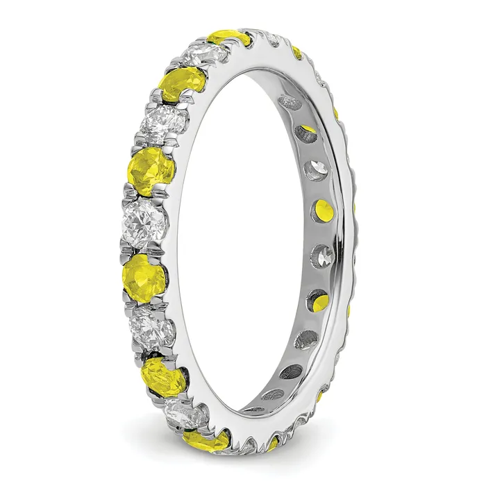 Rings Goldia 14k White Gold 34 Ct Lab Grown Diamond VSSI G and Lab Created Yellow Sapphire Eternity Band Ring