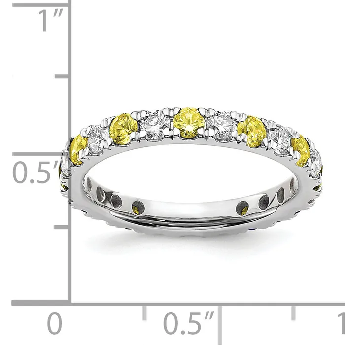 Rings Goldia 14k White Gold 34 Ct Lab Grown Diamond VSSI G and Lab Created Yellow Sapphire Eternity Band Ring