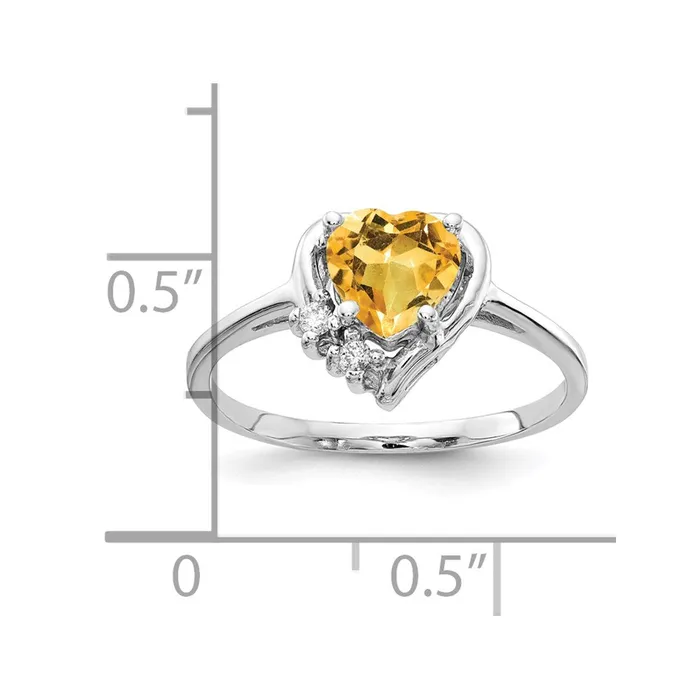 Rings Goldia 14k White Gold 6mm Heart Citrine AA Diamond ring