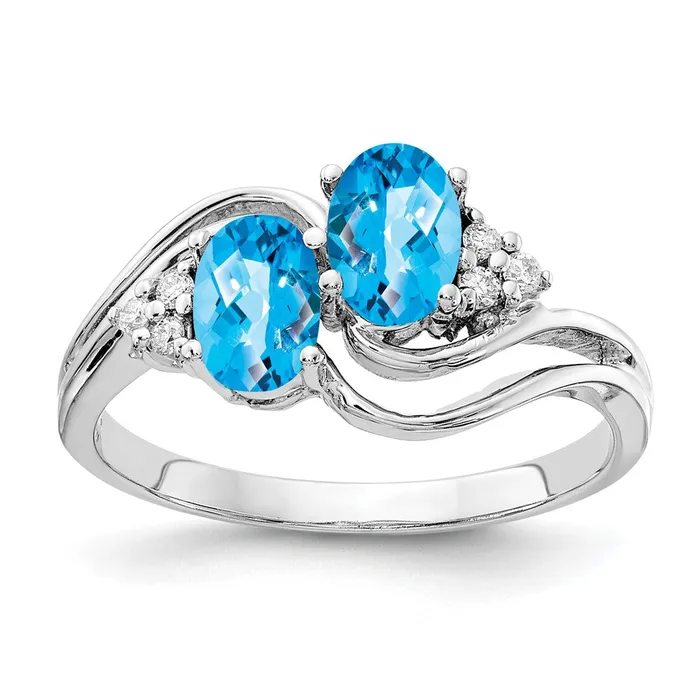 Rings Goldia 14k White Gold 6x4mm Oval Blue Topaz Checker AA Diamond ring
