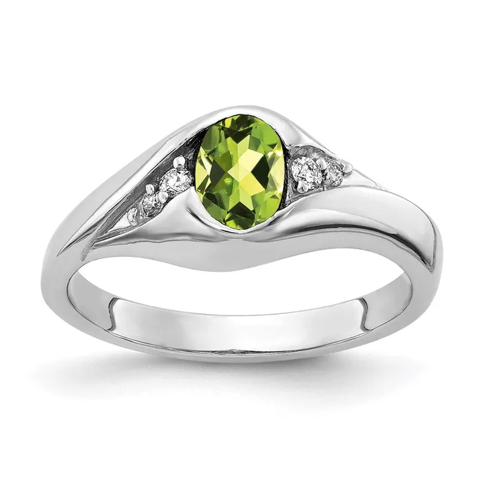 Rings Goldia 14k White Gold 6x4mm Oval Peridot A Real Diamond ring