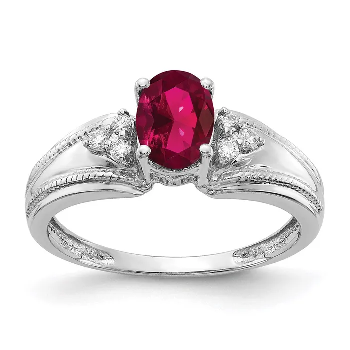 Rings Goldia 14k White Gold 7x5mm Oval Created Ruby A Real Diamond ring
