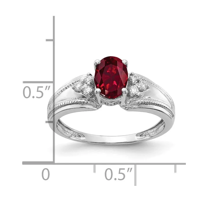 Rings Goldia 14k White Gold 7x5mm Oval Created Ruby A Real Diamond ring