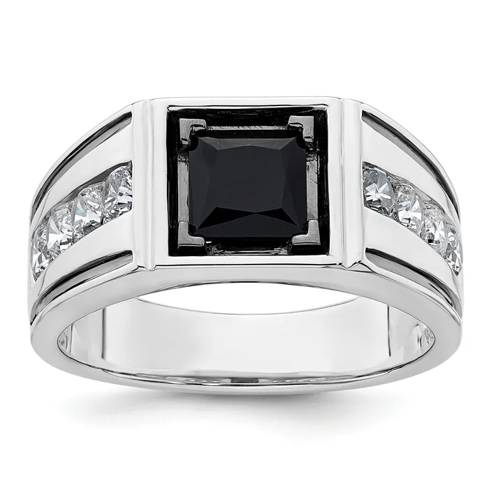 Rings Goldia 14k White Gold Black Rhodium 78 Ct Lab Grown Diamond VSSI G and Onyx Mens Ring Rings Goldia 14k White Gold Black Rhodium 78 Ct Lab Grown Diamond VSSI G and Onyx Mens Ring