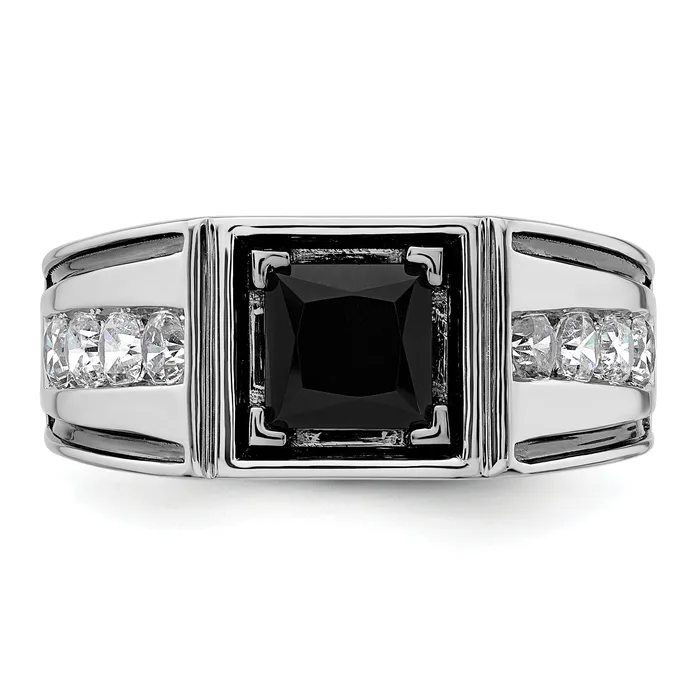 Rings Goldia 14k White Gold Black Rhodium 78 Ct Lab Grown Diamond VSSI G and Onyx Mens Ring