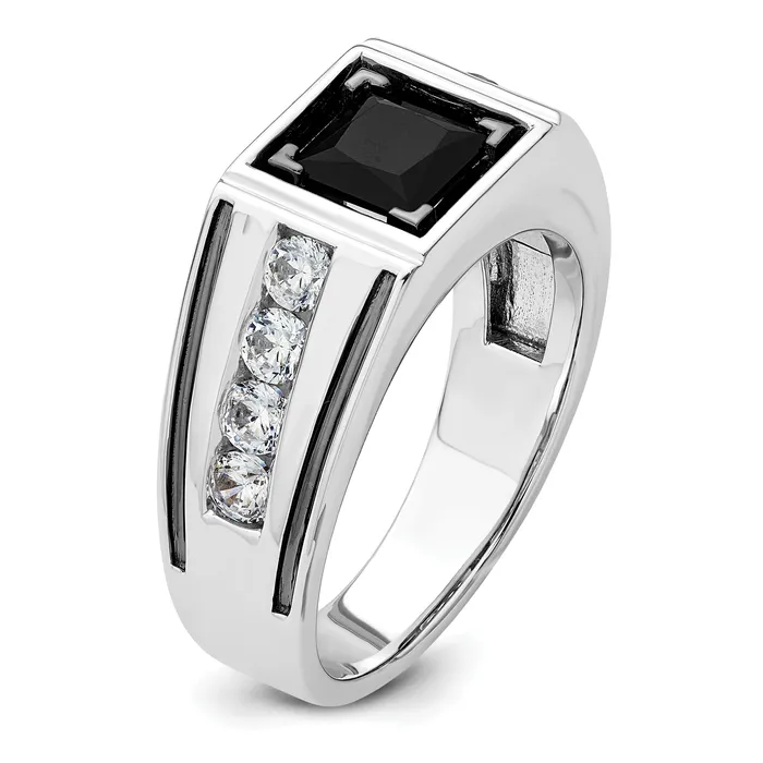 Rings Goldia 14k White Gold Black Rhodium 78 Ct Lab Grown Diamond VSSI G and Onyx Mens Ring